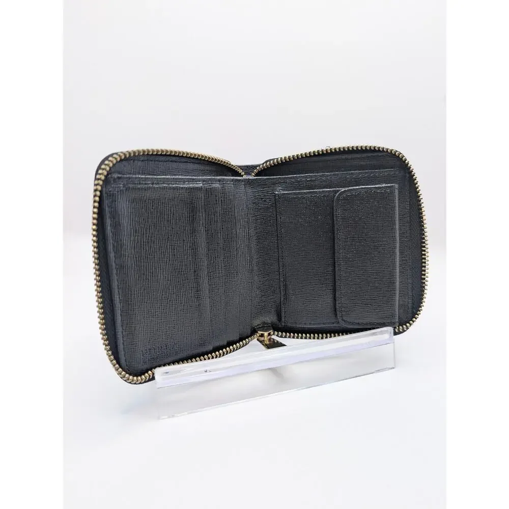 Authentic Furla Black Saffiano Leather Zip Around Wallet